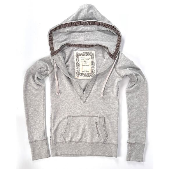Abercrombie & Fitch A&F 2000s Deep V-neck Top Pullover Hoodie Women's Size MED - Picture 1 of 9